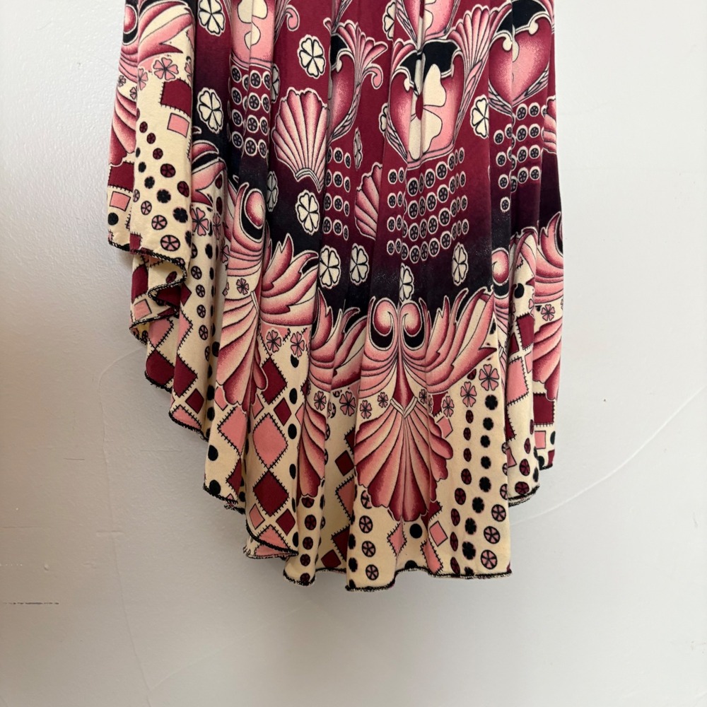 Printed Maxi Dress in Burgundy and Cream - Picture 4 of 12